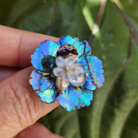 FP Jewelry Ring Natural Mother of Pearl Abalone Genuine Pearl Boho - Picture 5 of 11